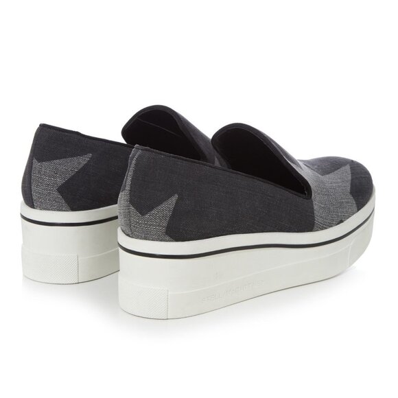 Stella McCartney Dark Grey Star Binx Canvas Platform Slip-on Sneakers - Picture 1 of 12